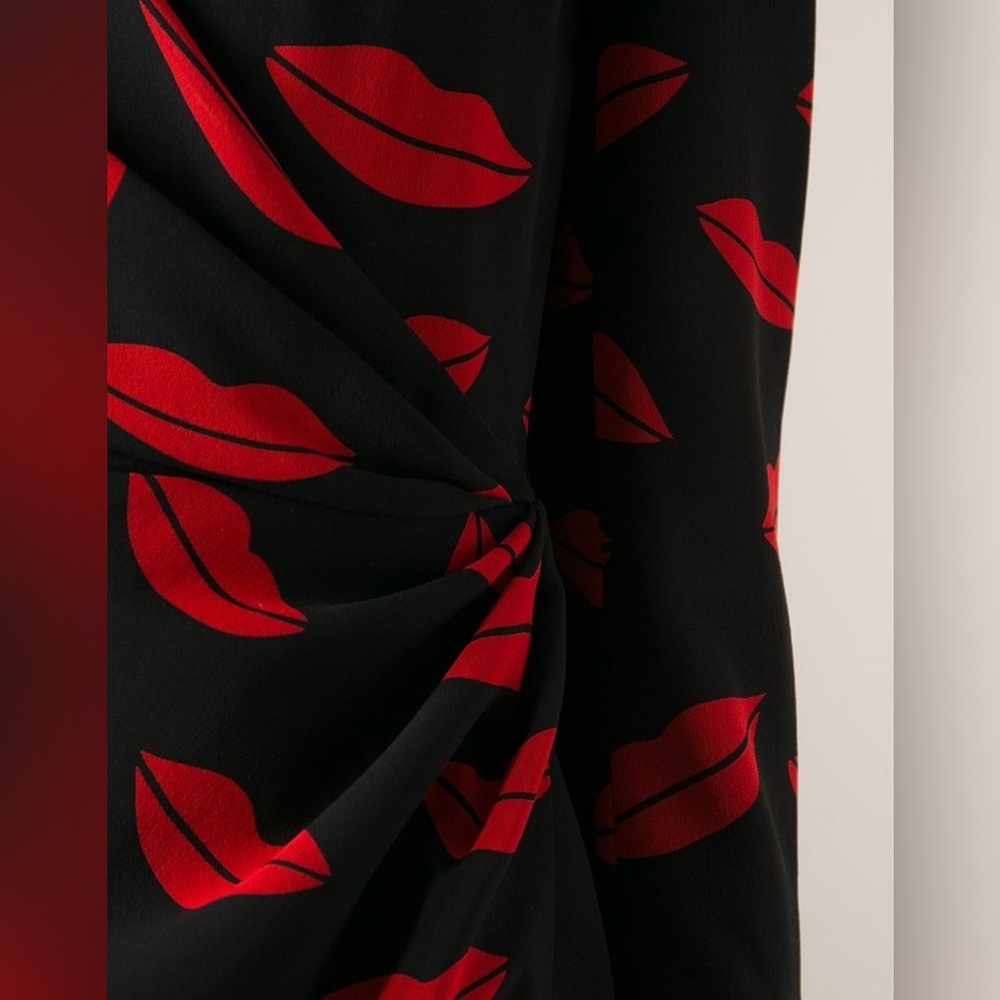 Saint Laurent Black and Red Lip Pattern Dress - Picture 10 of 14